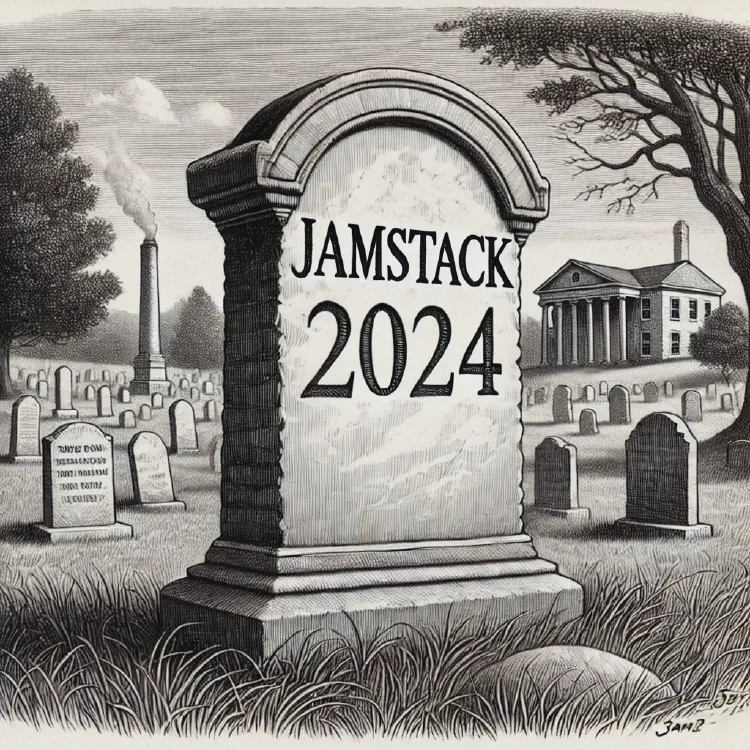 An image of a gravestone with the words "JamStack 2024" on it.