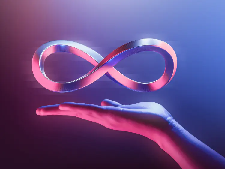 Hand holding endless infinity sign