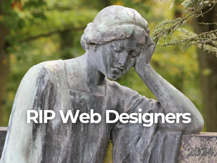 Image of a angel headstone with the title RIP Web Designers